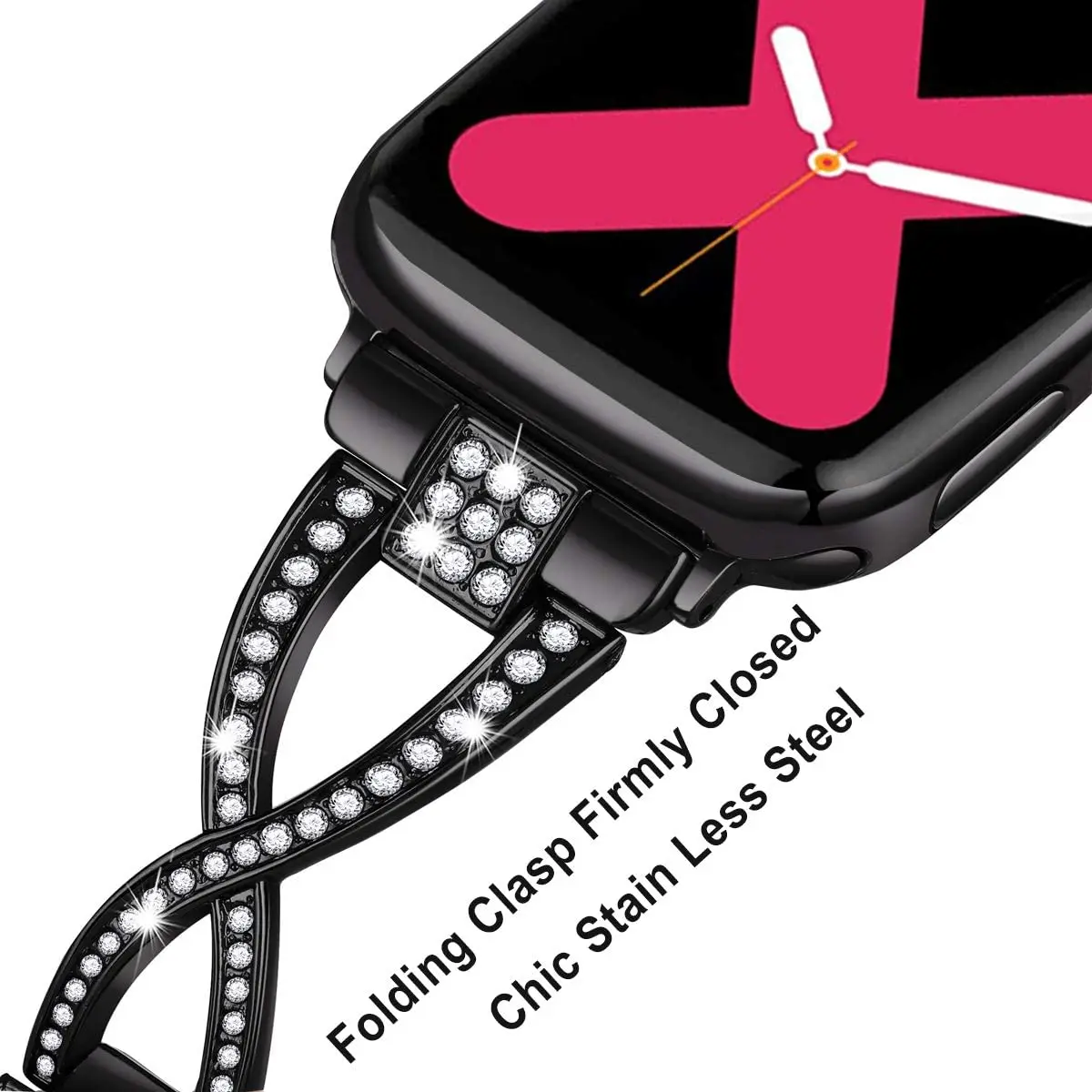 Metal diamond strap+case For Apple watch band 45mm 41mm Stainless Steel Bracelet Wristband for iWatch 8 7 5 4 SE 44mm 42mm 40mm