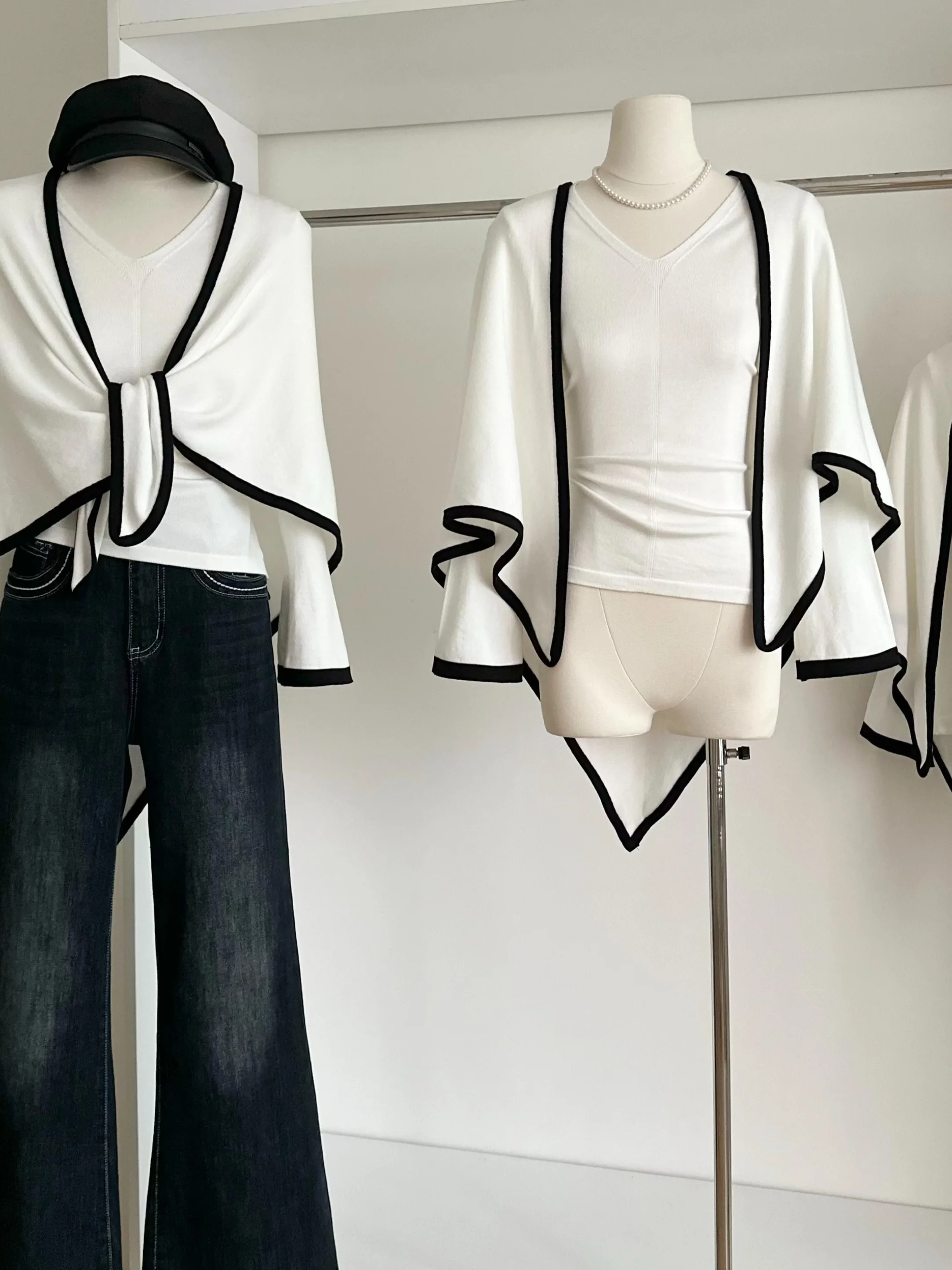 

Корейский вязаный топ Sle Long Sve, свободный женский комплект с овальными плечами, повседневный шикарный комплект из двух предметов для девочек-подростков