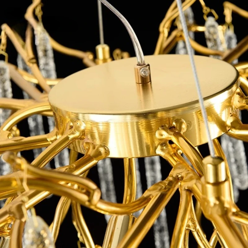 

Luxury Golden Crystal Chandelier Lights for Ceiling Living Room Decor Hotel Lobby Dining Home Branch LED Pendant Lights Fixture