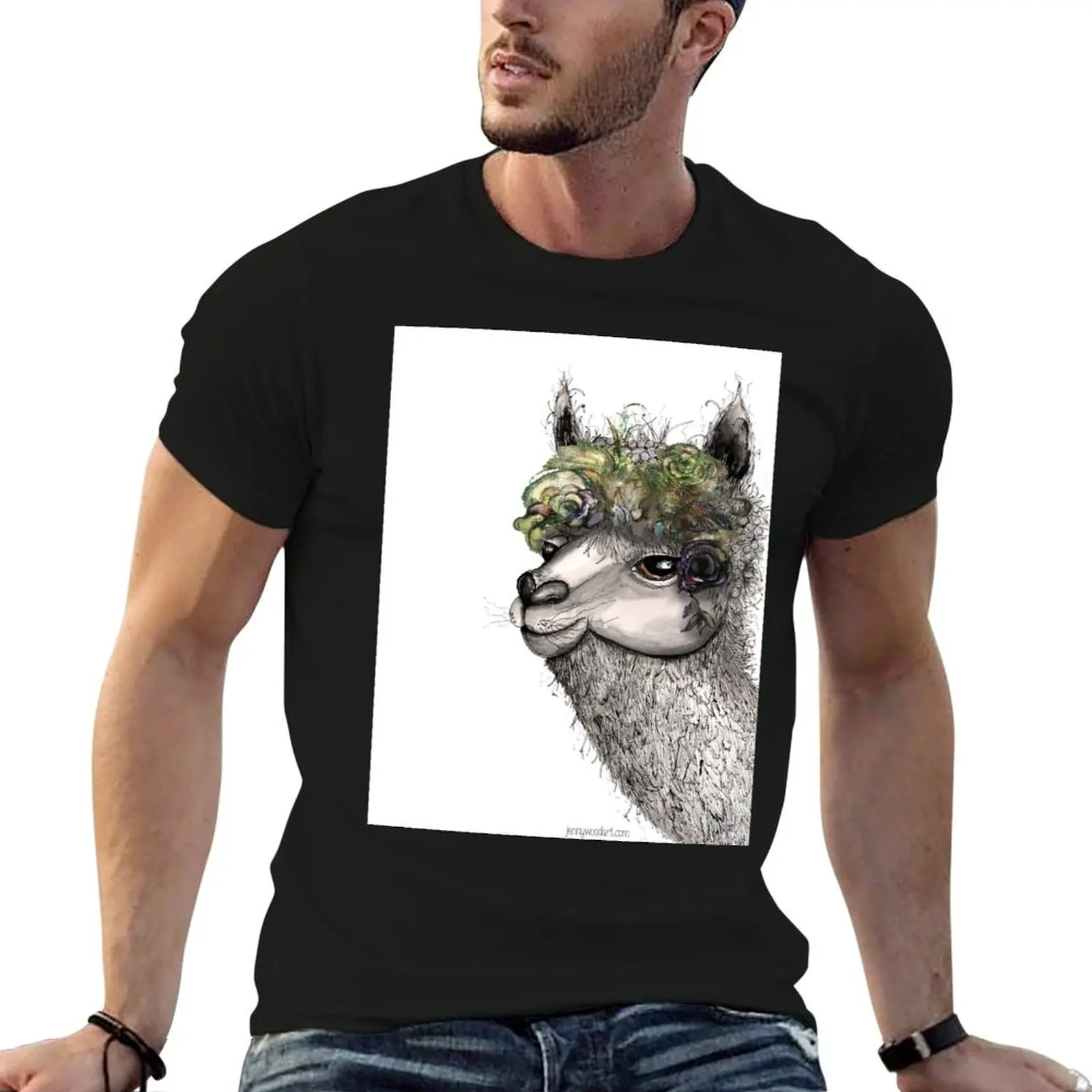 

Flower alpacca T-Shirt t shirts for man cotton man graphic t shirt man t shirt summer T-Shirt