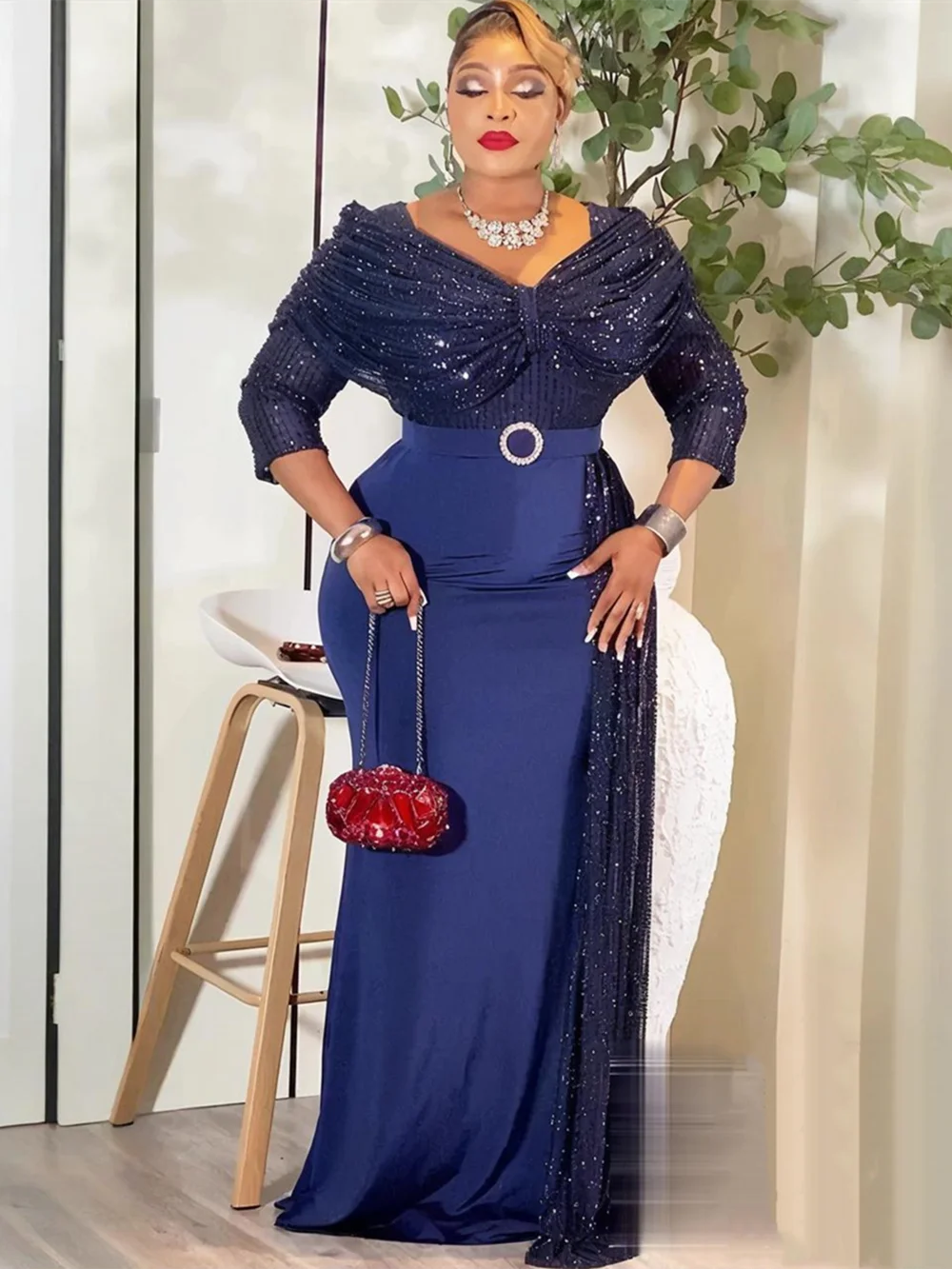 

Африканские вечерние платья больших размеров для женщин, Дашики, сексуальное облегающее длинное платье с блестками, элегантное мусульманское свадебное вечернее платье 2026