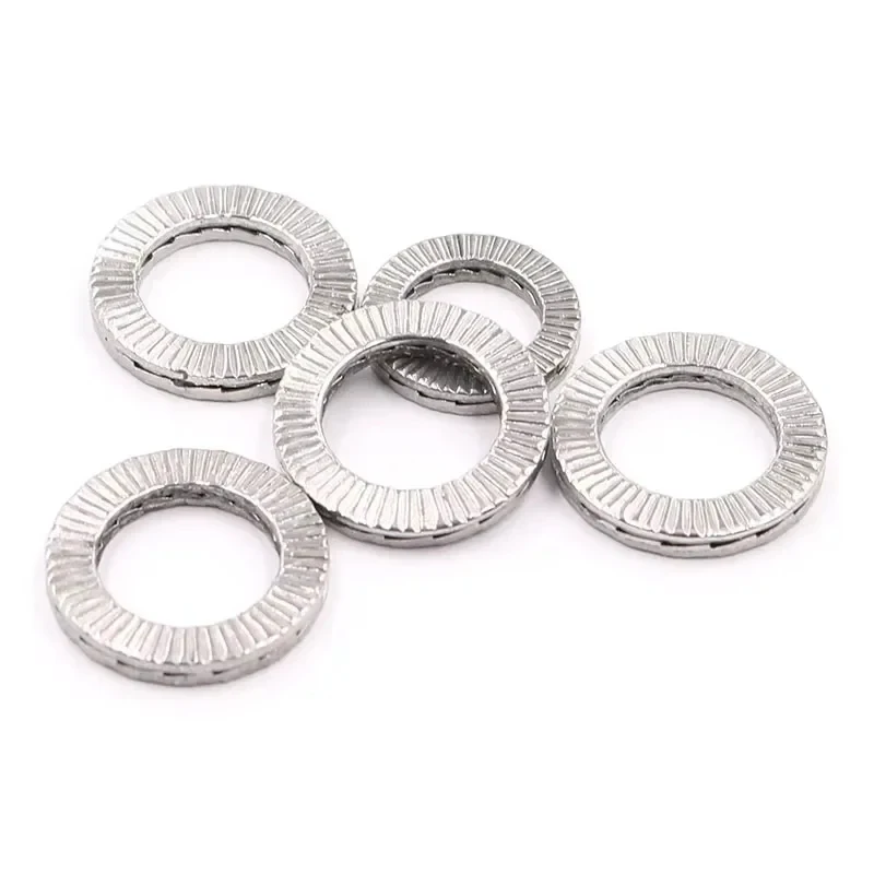 

M3-M42 304/316 Stainless Steel Double Stack Self-Locking Lockwashers / DIN25201 Wedge Lock Washers with Teeth Anti-Slip