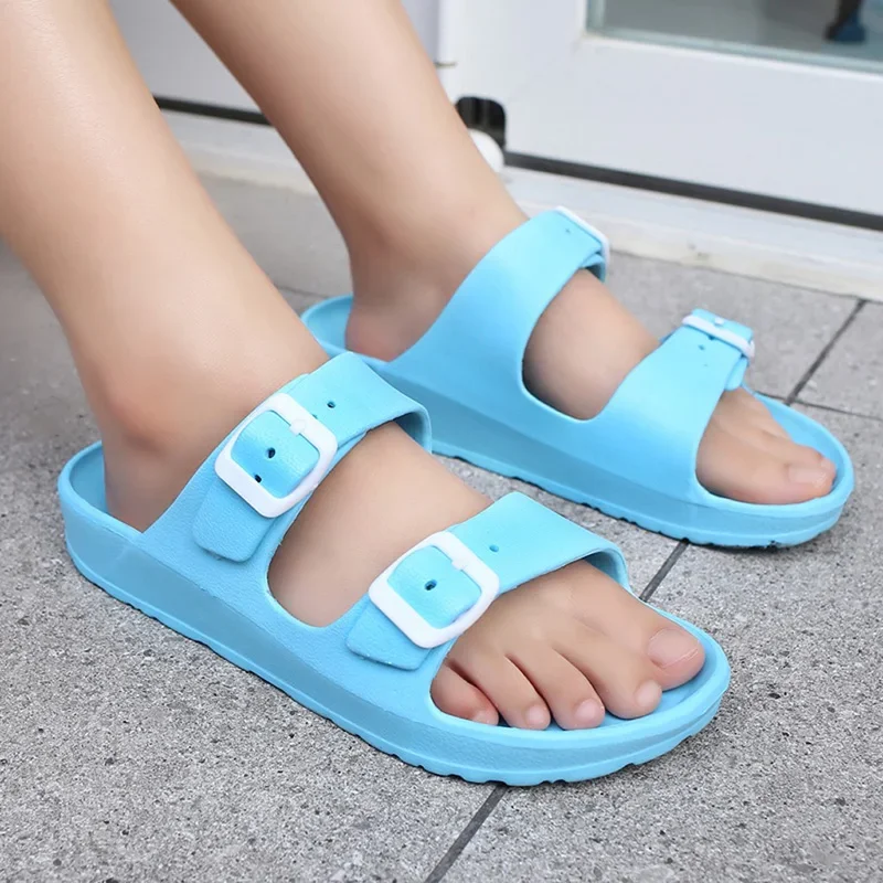 2023 Summer Women Shoes Woman Slippers Female Casual Flat Ladies Buckle Slides Women\'s Candy Color Open Toe Beach Footwear