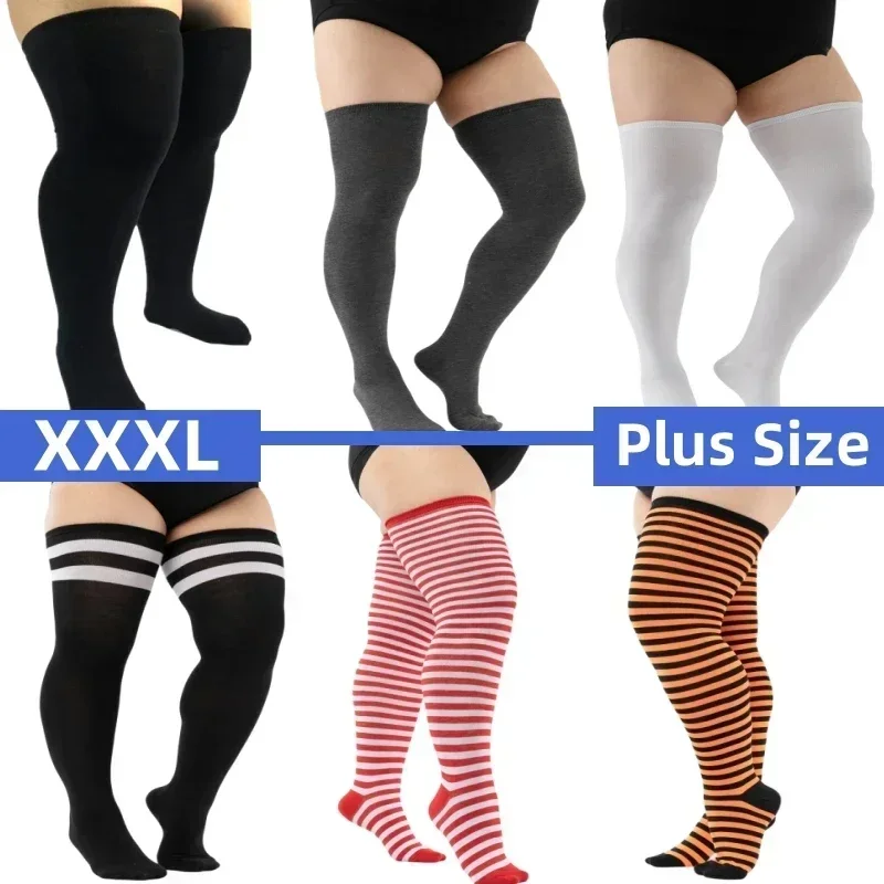 Calcetines elásticos por encima de la rodilla para mujer, medias largas hasta el muslo de talla grande XXXL, calentadores de piernas hasta la rodilla