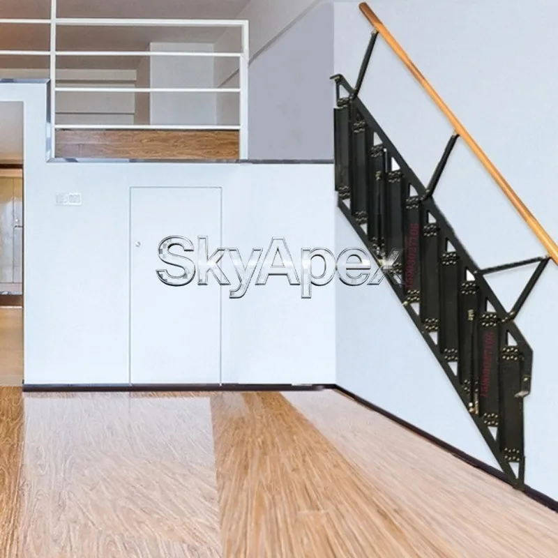 Deposit Price Customizable Steel Wall Mounted Folding Stair Attic Wall Side Ladder Side Mounted Wall Ladder Flip Stair