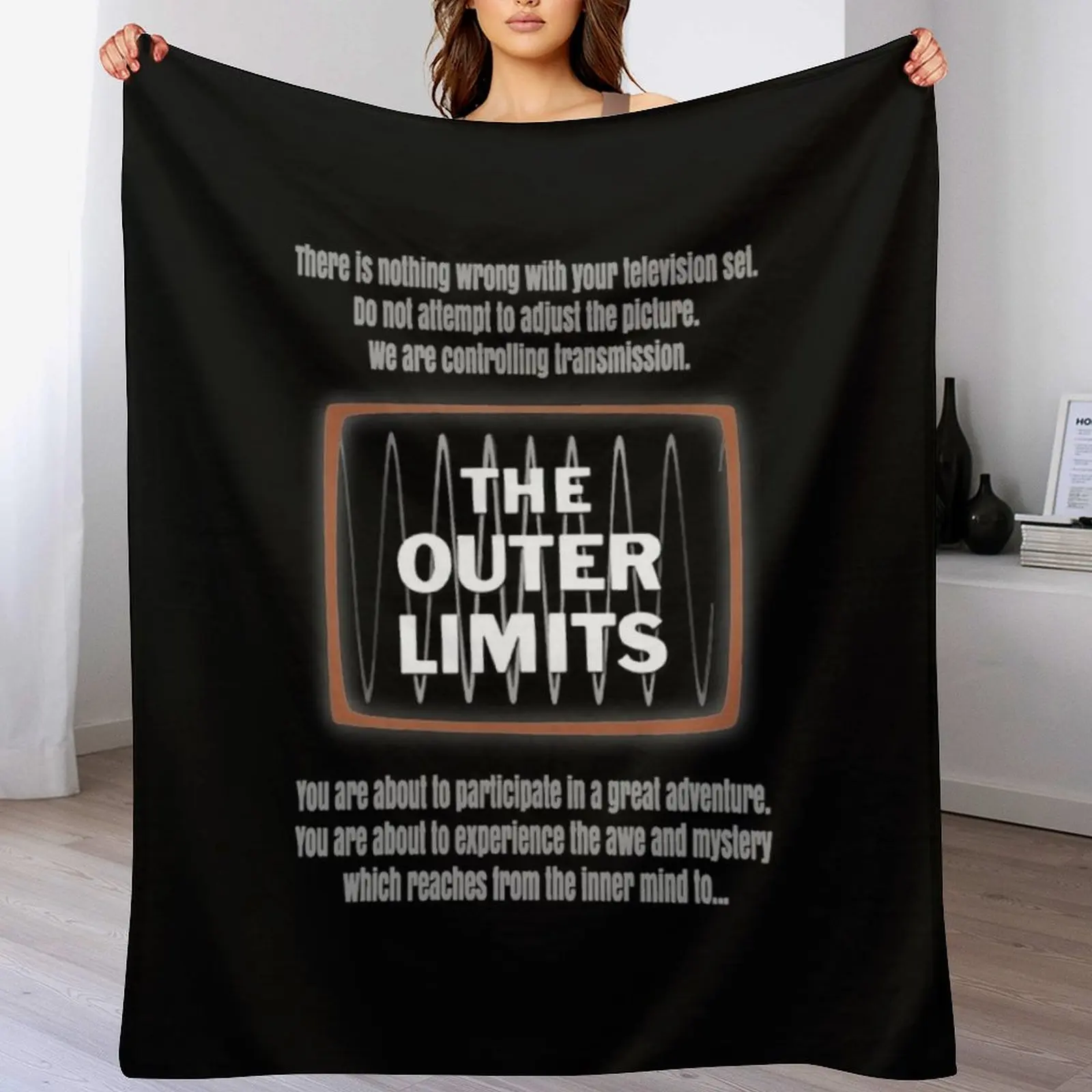 Outer Limits T-ShirtThe Outer Limits TV Show - Retro Seventies T-Shirt_by Humanitees_ Throw Blanket Retros Sofa Blankets