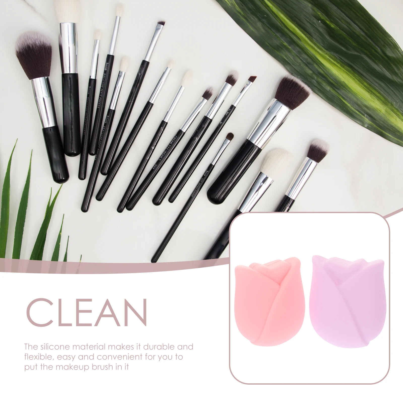 6 ชิ้นแปรงแต่งหน้าเครื่องมือฝาครอบป้องกันสำหรับการเดินทางซิลิโคนป้องกันสีชมพู