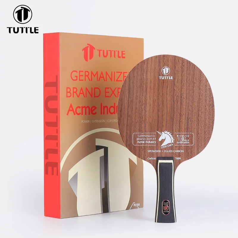 TUTTLE Ping Pong Racket Baseplate T009 5 Wood 2 Carbon Ping Pong Pabble Walnut Fiberglass Carbon Blade Professional Racket