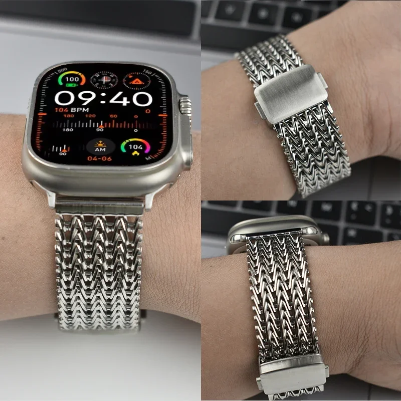 Magnetic Stainless Steel Strap for Apple Watch Band 10 46mm 42mm 49mm 45mm 41 44mm Metal Bracelet IWatch 9 8 7 6 3 5 Se Ultra 2