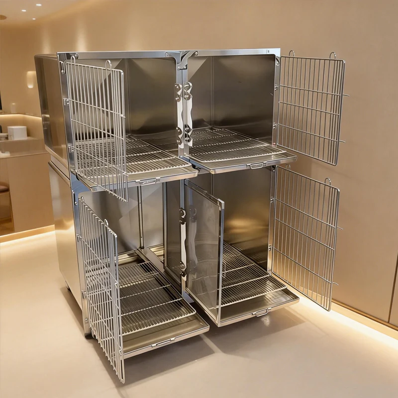 Professional Veterinary Cat Cages Stackable Clinical Kennel for Animal Hospital Boarding and Recovery