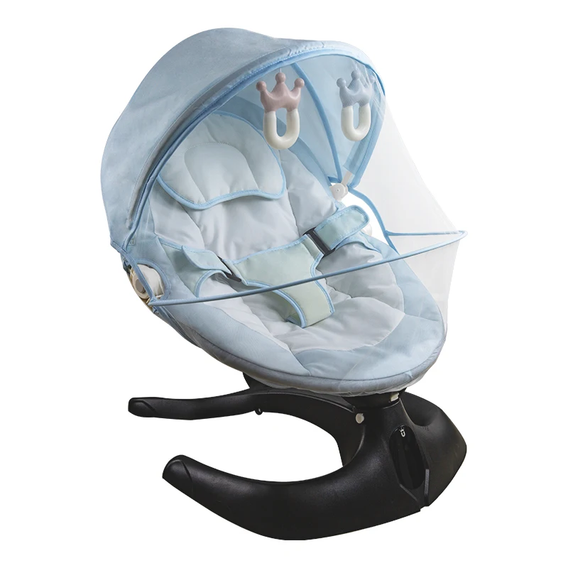 High Efficient  Blue Cartoon Baby Cradle Safety Comfortable Adjustable Baby Rocking Chair Automatic
