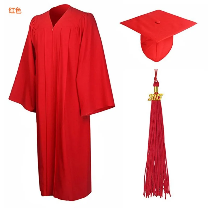 V Neck High School Bachelor Academic Dress Student Graduation Gown Hat Tassel Zipper Loose Graduation Costume Bachelor Gown