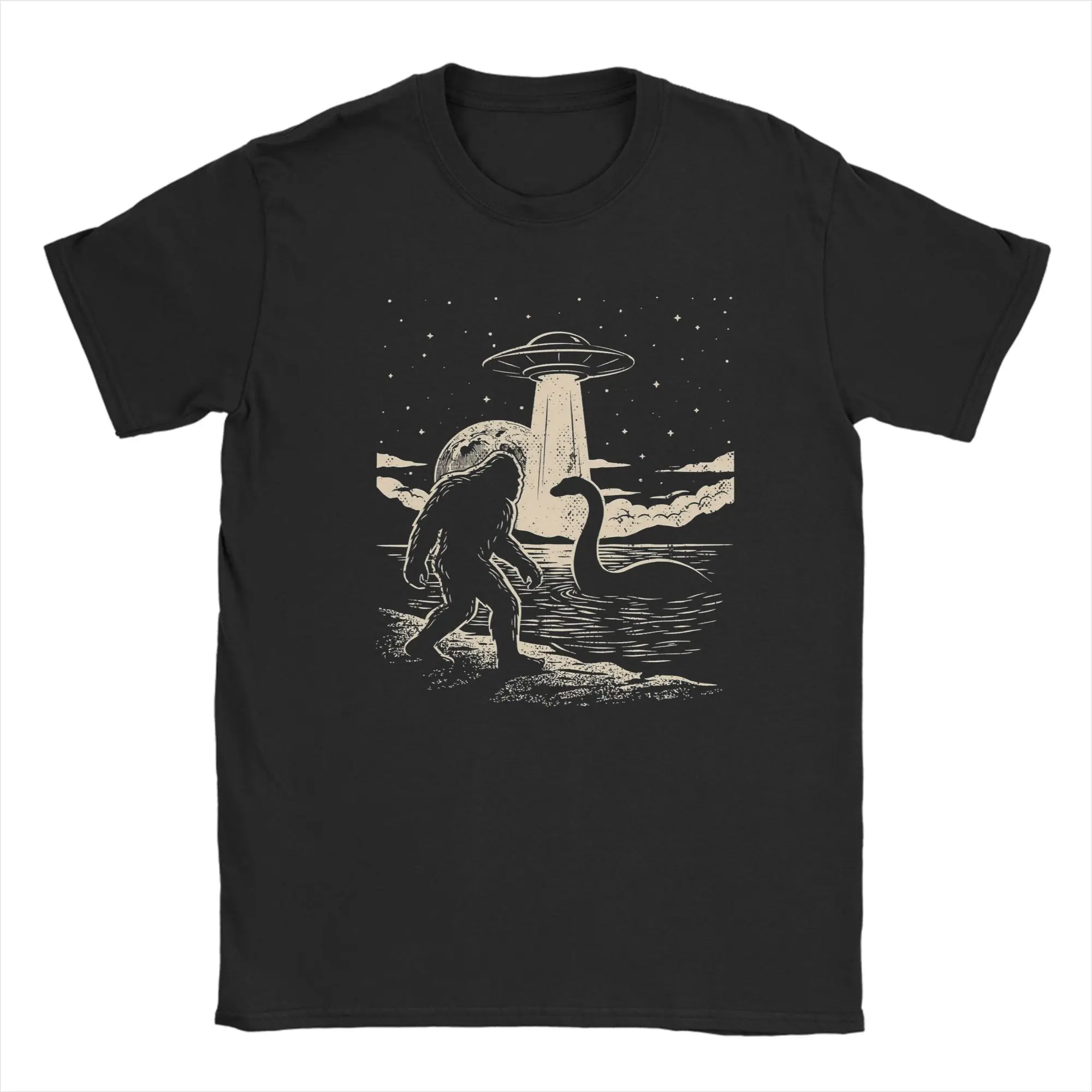 Bigfoot Loch Ness Monster UFO Cryptids Hiking T Shirt 100% Cotton Hipster T-Shirt Round Neck  Tees Short Sleeve Tops