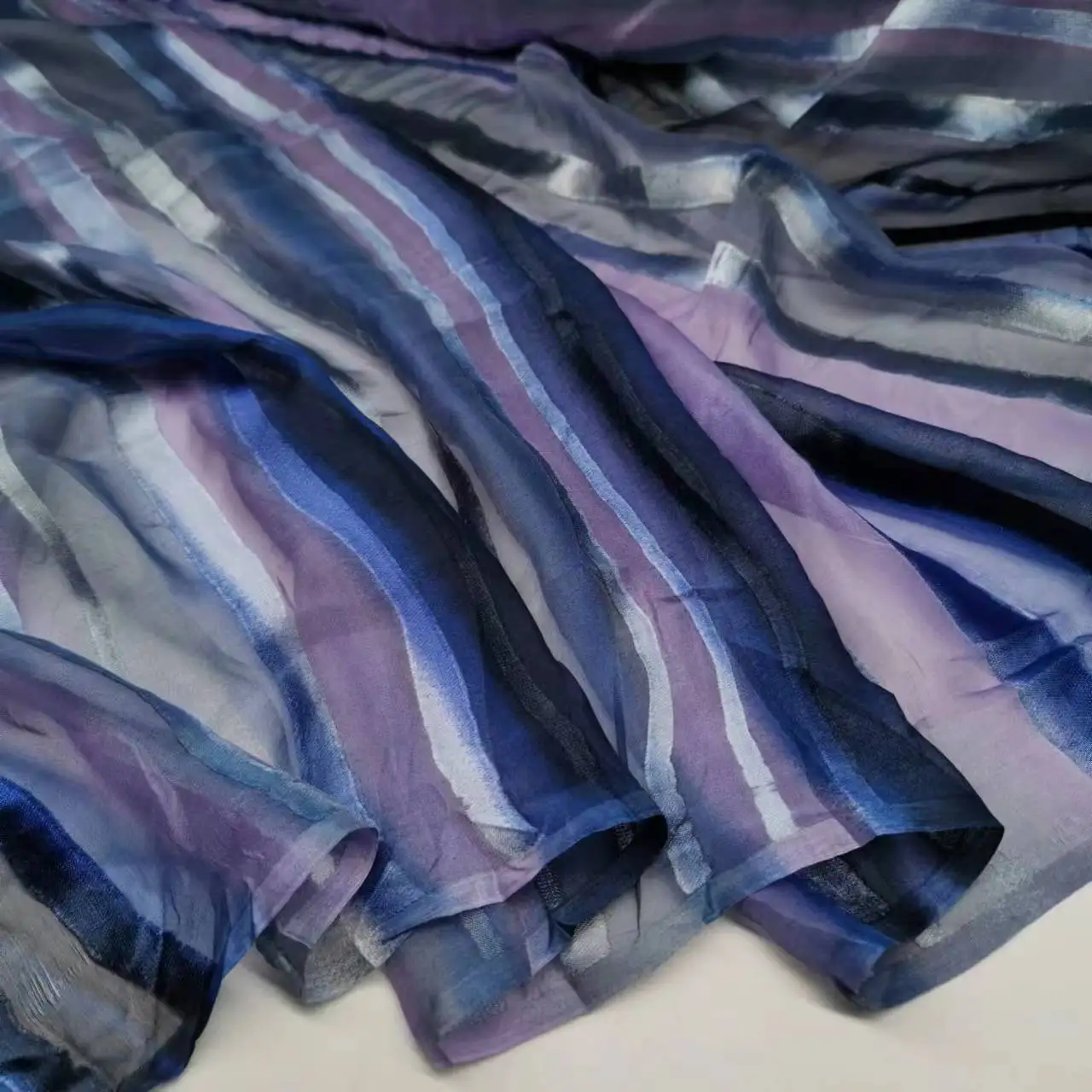 

Burnt-out Ombre Stripe Silk Soft Fabric Flocked DIY Cheongsam Shirt Dress Wedding Sewing Material