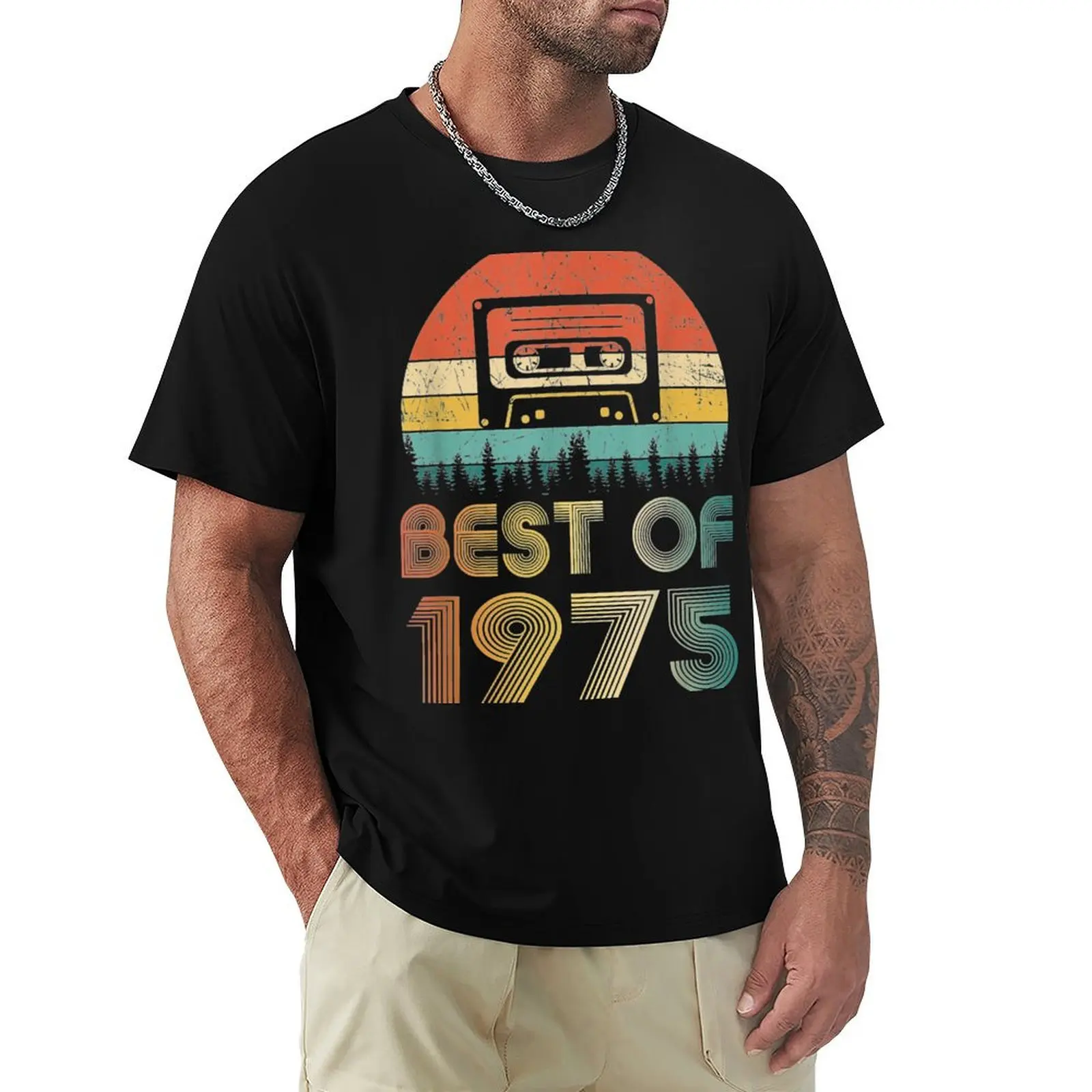 Vintage 1975 Best Of 1975 45Th Birthday 45 Years Old Gift T-Shirt Sweat Absorbing Sports Tee Shirt