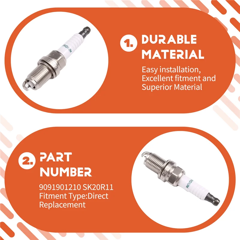 

ABQB-Car For Toyota Lexus Compatible Spark Plug 4Pcs For 4Runner Camry Corolla Celica ES300 GS300 350 400 90919-01210 9091901210