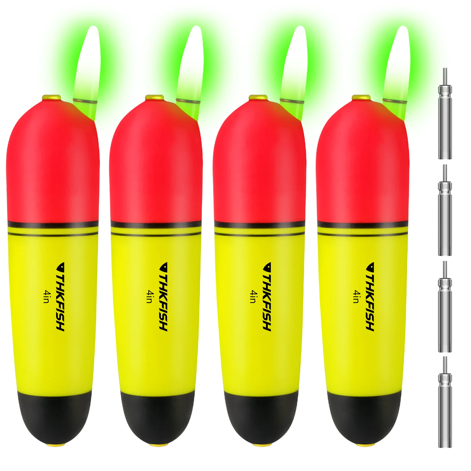 THKFISH 4pcs LED Electronic Floats EVA Plastic Luminous Night Fishing Slip Bobbers Rock Fishing Sliding Float 4in 6in 7in view 2