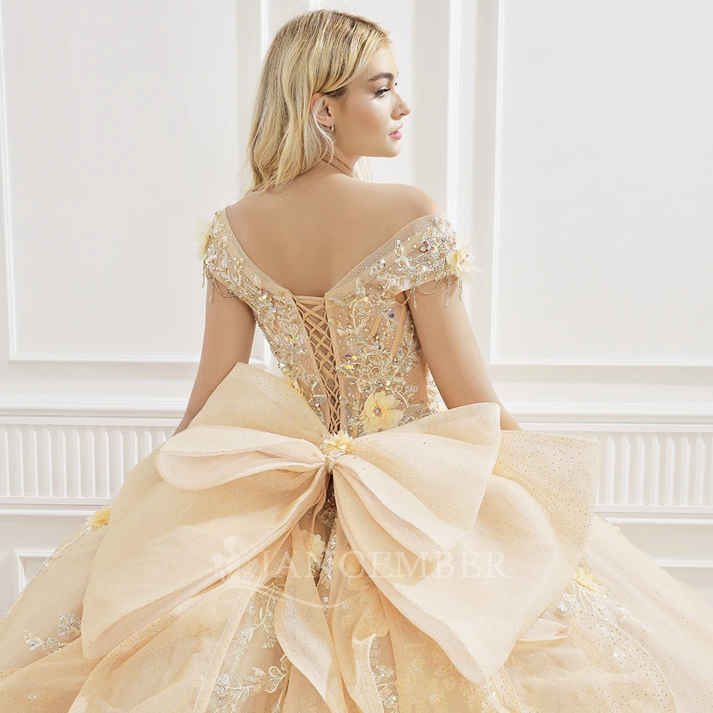 لامعة الكرة الملكية ثوب قبالة الكتف زين الدانتيل الخرز فساتين Quinceanera الحلو 16 فستان Vestidos 15 De Años مخصص