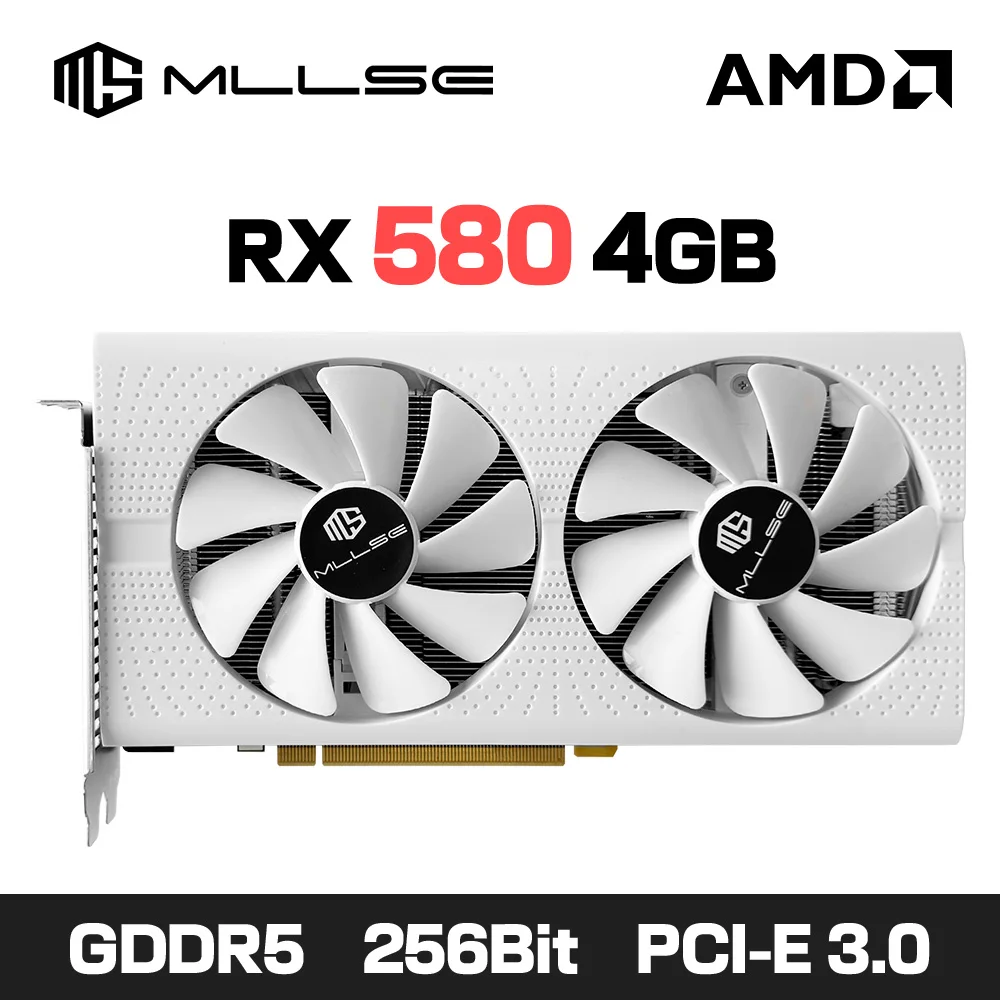 MLLSE AMD RX 580 4GB 2048SP Gaming Graphics Card GDDR5 256Bit PCI-E 3.0×16 8Pin Radeon GPU Rx 580 Game Video Card Placa De Video