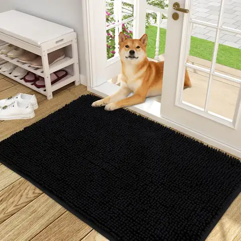 Olanly Dogs Entry Indoor Door Mat Dirt Absorbent Non-Slip Washable Mat Quick Dry Microfiber Mud Mat Dog Door Mat For Muddy Paws