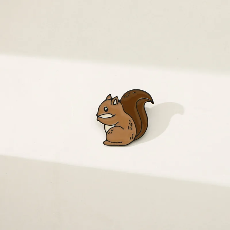 Cartoon Squirrel Pinecone Series Brooch Cute Animal Alloy Drip Oil Badge Personalized Couple Creative Decoration