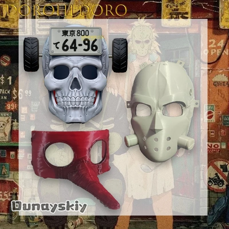 Panda Rich Cos*Dorohedoro Mask FUJITA Dorohedoro Traditional Japanese Tengu Keyring Ebisu Helmet Skull Cosplay Mask AdultCostume