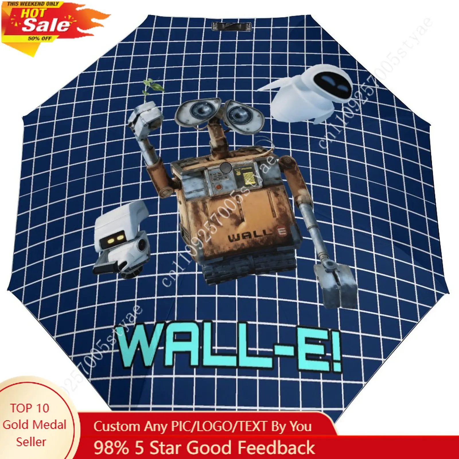 

WALL-E Umbrella Disney Cartoon 3 Fold Auto Suitable Both Sunny Rainy Days Decoration Gifts Custom Umbrella Cosplay