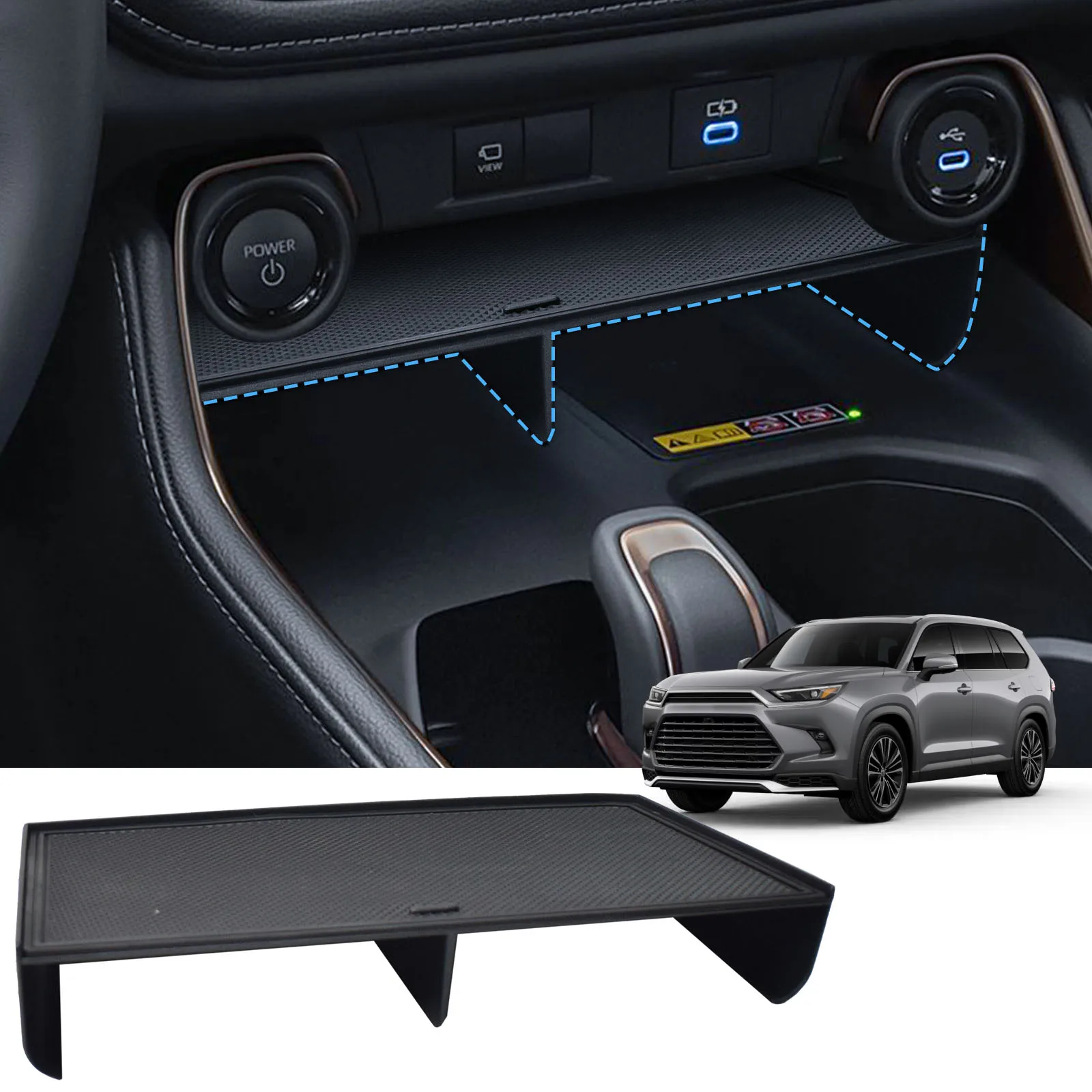 

Middle Center Console Organizer Tray for 2023 2024 2025 Toyota Grand Highlander Interior Phone Dividers Gear Shifter Storage Box