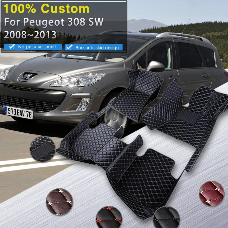 

Quality Car Floor Mats For Peugeot 308 SW 308SW 2008~2013 Leather Mat Carpets Rugs Protective Pad Car Accessories Interior Parts