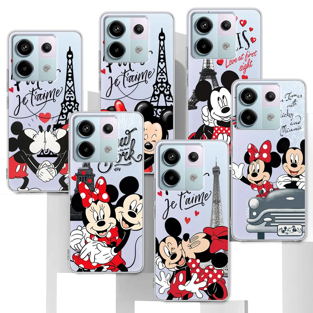 Mickey Minnie London Kiss Case for Xiaomi Redmi Note 10 13 11 11S 8 12 Pro Plus 11E 9 9S 10S 11T 12S Transparent TPU Phone Cover