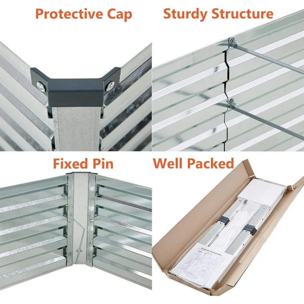 جديد فضي 2 حزمة سرير حديقة مرتفعة مجلفنة ، صندوق زراعة خارجي طقم فناء معدني سرير زراعة ، 10x2x1ft ، سمك إضافي #3