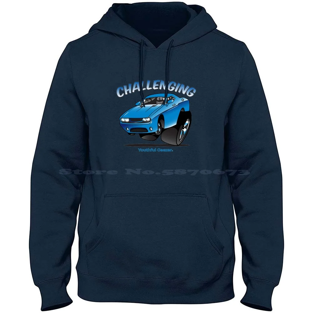 Challenging Cartoon Car Toon 100% Pure Cotton Hoodie Tshirt Charger Mopar Racing Camaro Muscle Car Rod Demon American Hemi Hot