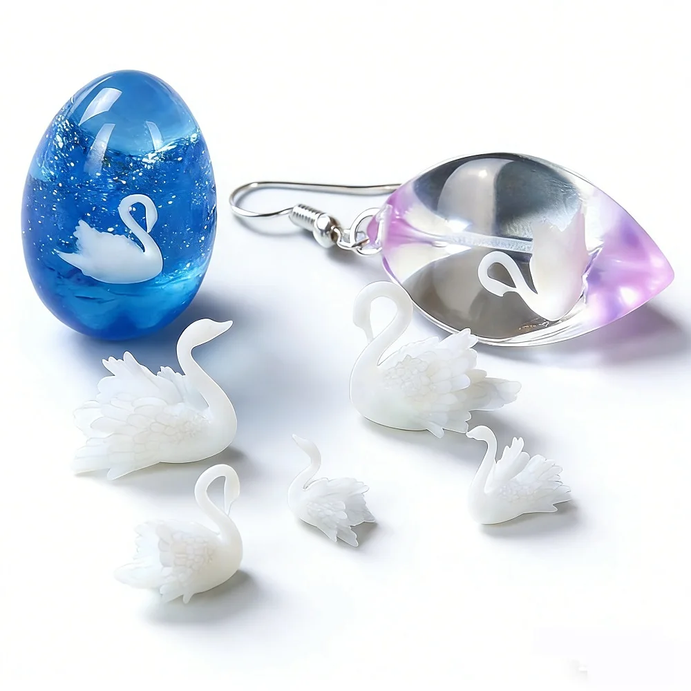 Mini DIY Craft Handmade Resin Jewelry UV Epoxy Jewelry Filling for 3D Micro Swan Landscape Silicone Molds Figurines Decoration