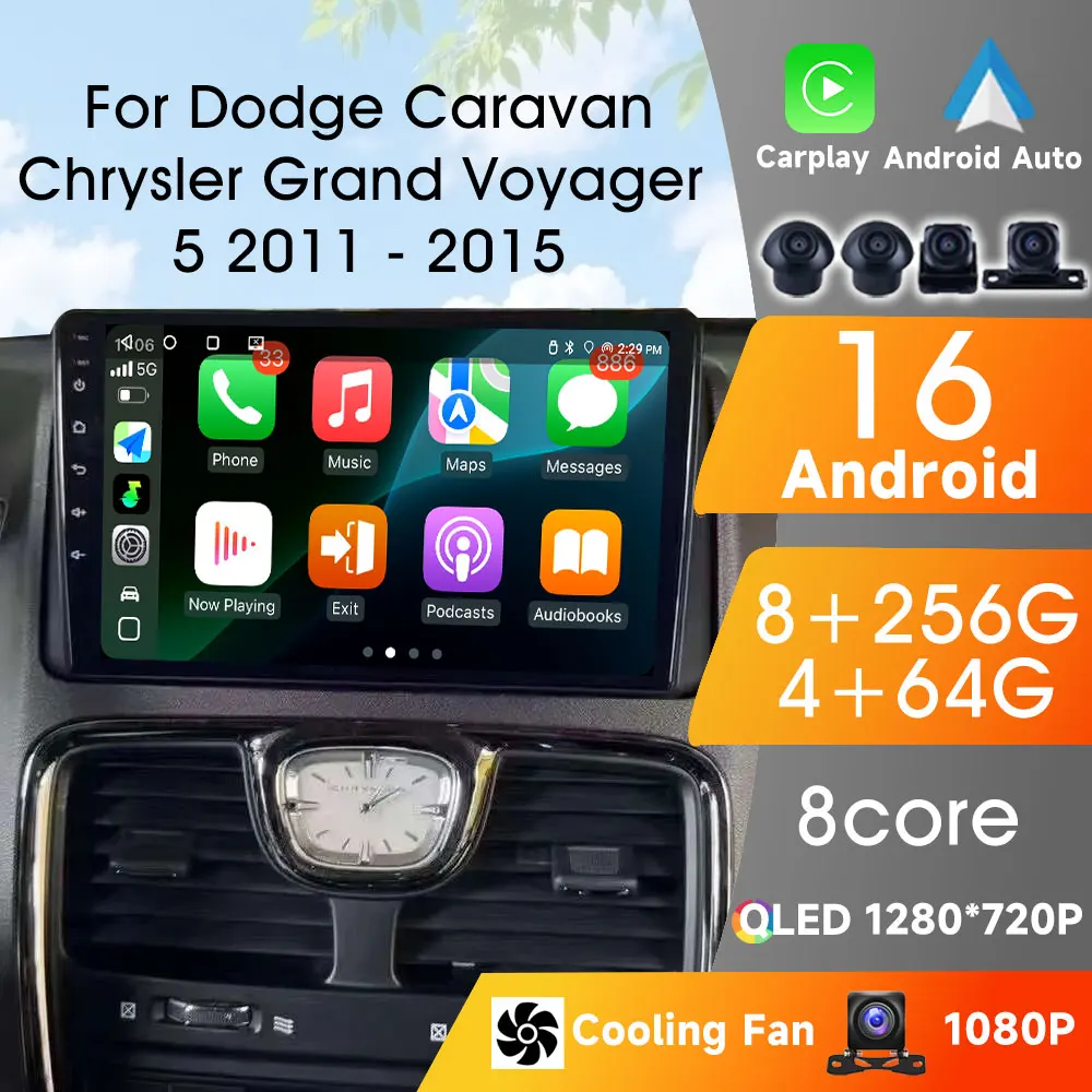 

Car Radio For Chrysler Grand Voyager 5 2011 - 2015 For Dodge Grand Caravan 2009 - 2020 Multimedia Carplay Android Auto Wireless