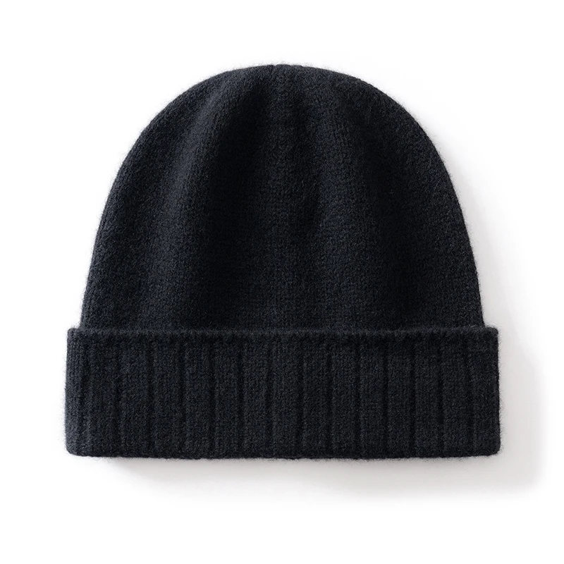 قبعة محبوكة لحماية الأذن من الصوف السميك لشتاء 100% للأزياء النسائية، قبعة بمقدمة ذات حواف للرجال قبعة باردة دافئة ولا حواف