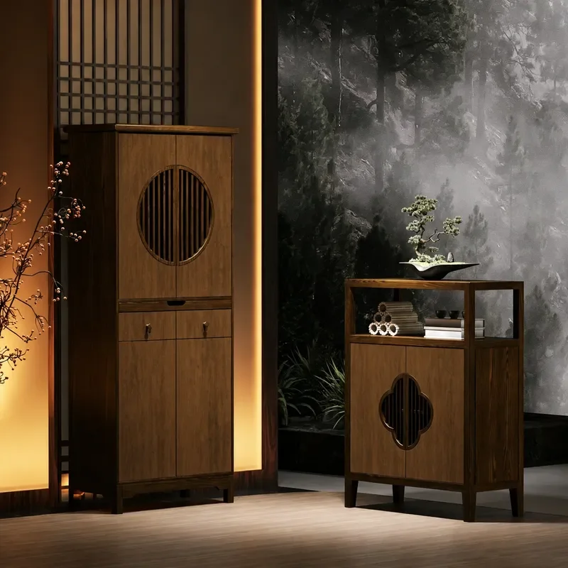 New Chinese Style Solid Wood Gold Foil Flying Swallow Buddhist Niche Cabinet Household Worship Shrine Song Style Aesthetics