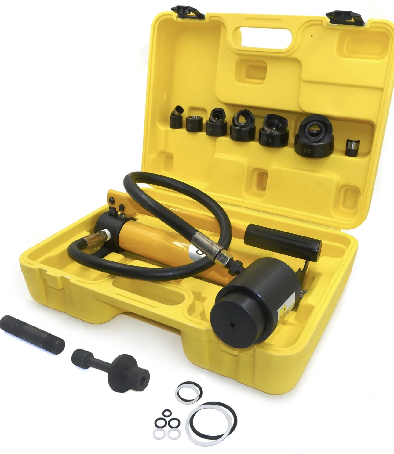 Portable 10Ton Manual Hydraulic Knockout Hole Puncher Tool Kit with 16-51mm Dies Stainless Steel Sheet Digger Opener