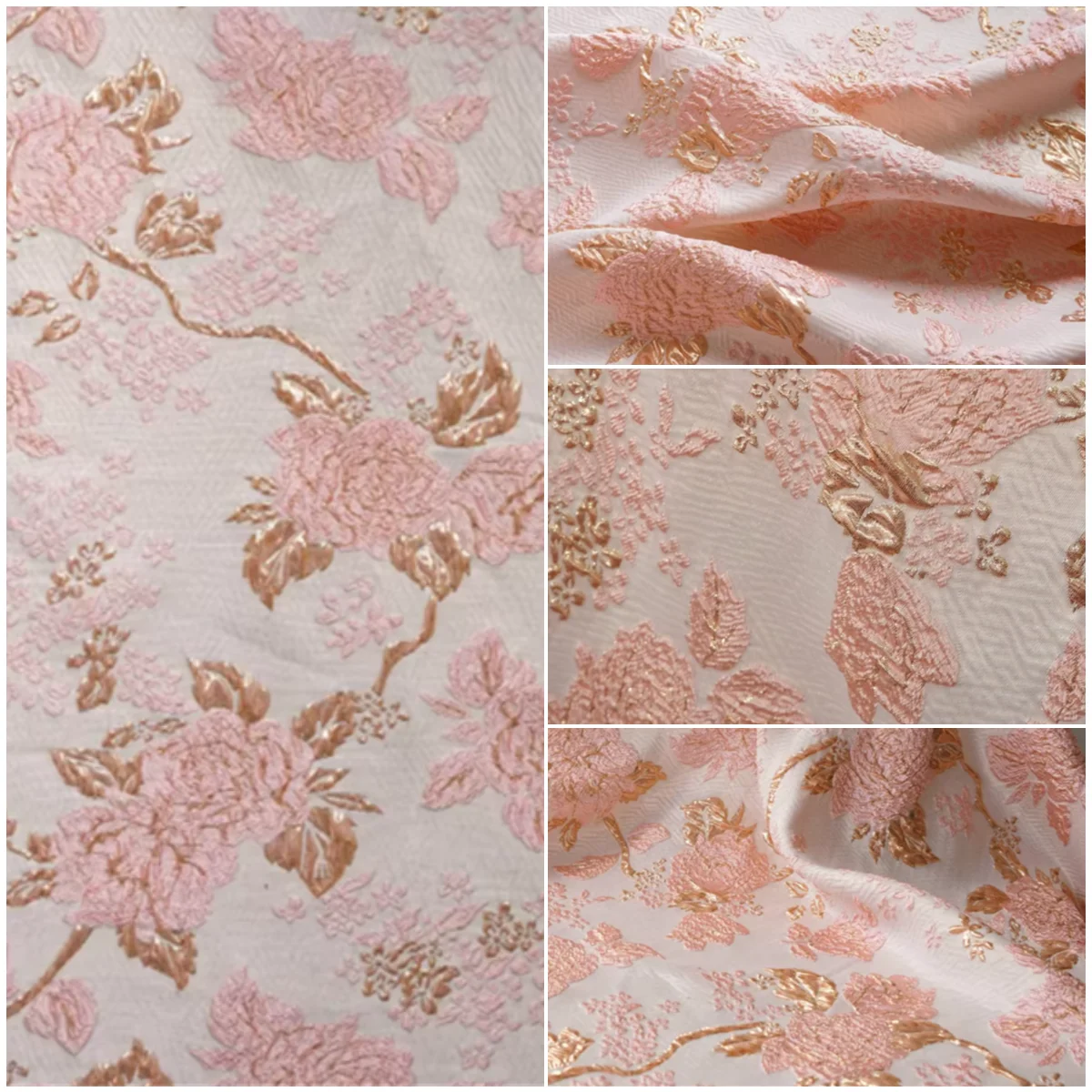 

1 метр жаккардовой ткани с рельефным узором «Розовые цветы» в европейском и американском стиле, текстурированная, для платьев и пальто, модные элегантные швейные аксессуары