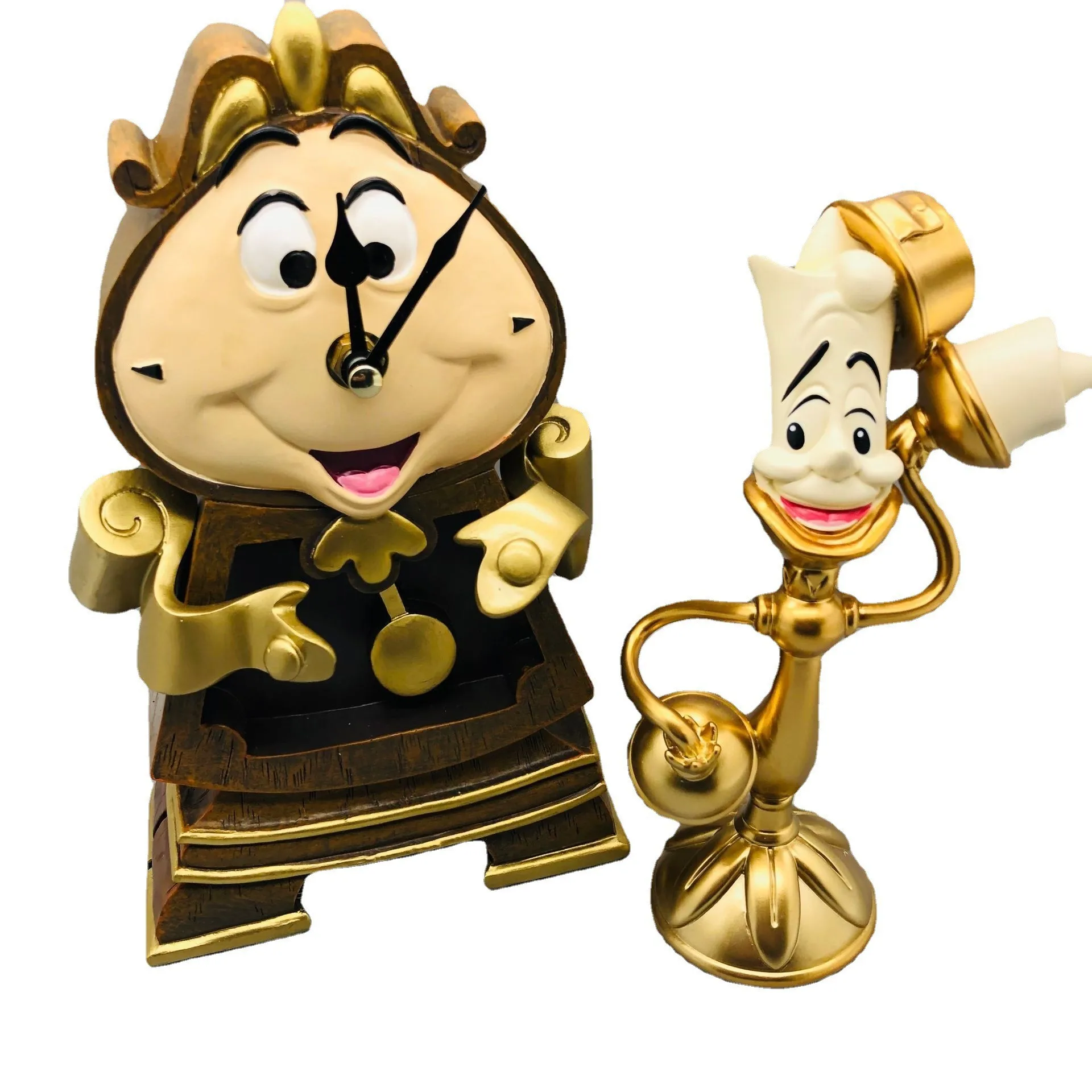 Disney Beauty And The Beast Action Figures Cogsworth Mr Clock Lumiere Candle Lamp Statue Figure Home Decoration Model Gift