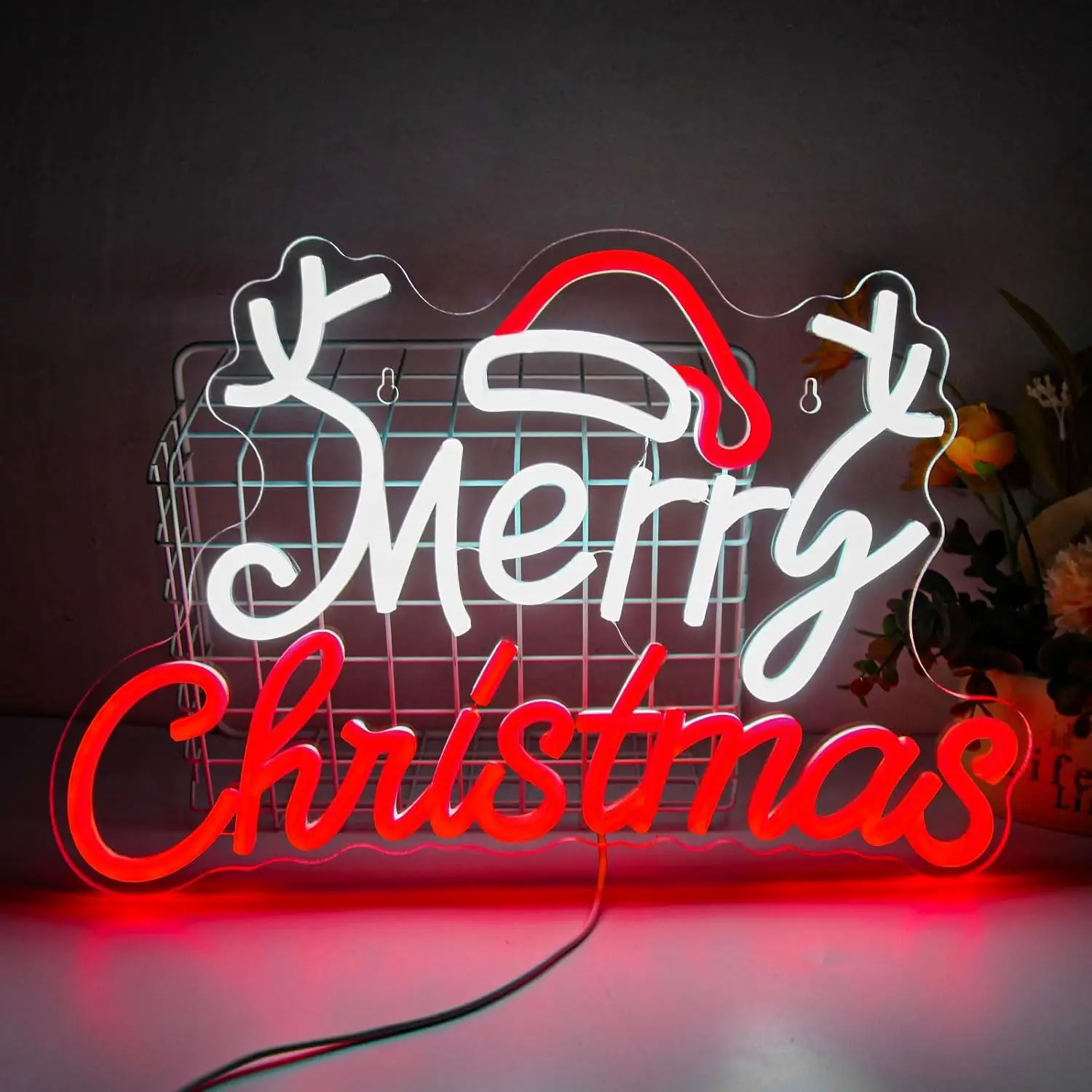 Merry Christmas Neon Sign Reindeer Antler LED Neon Light Xmas Party Home Bedroom Game Room Home Decor Christmas Gift USB Powered