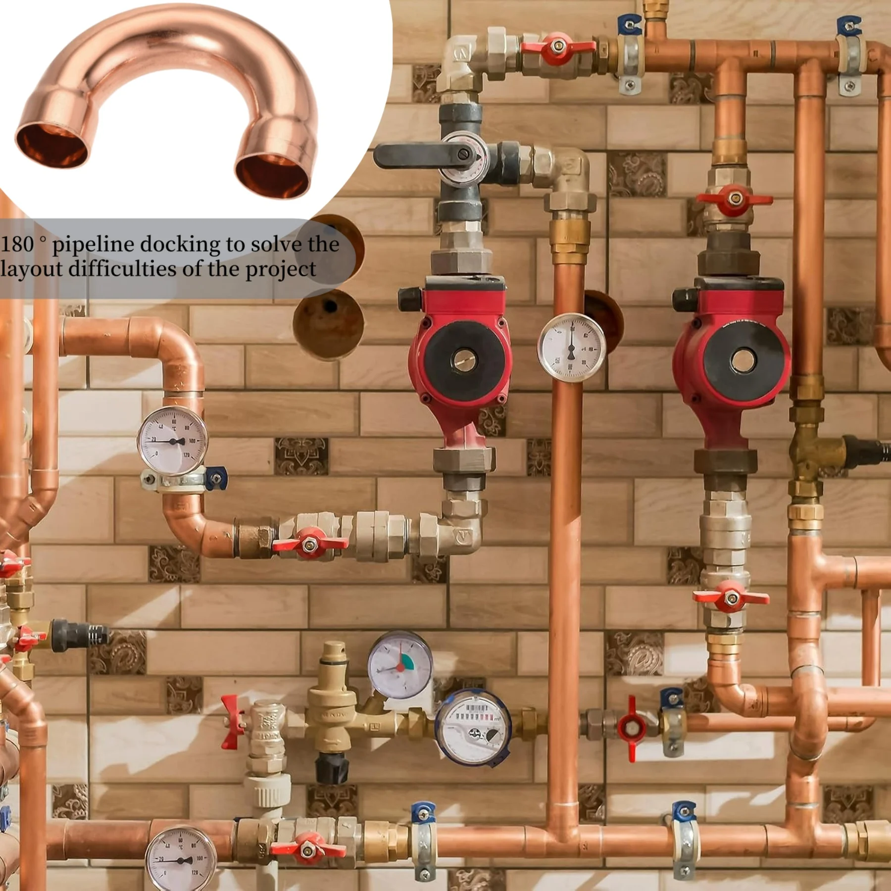 180-градусный U-образный медный фитинг, внутренний диаметр 1-3/4 дюйма, сварной трубный соединитель для макета трубы HVAC и кондиционера