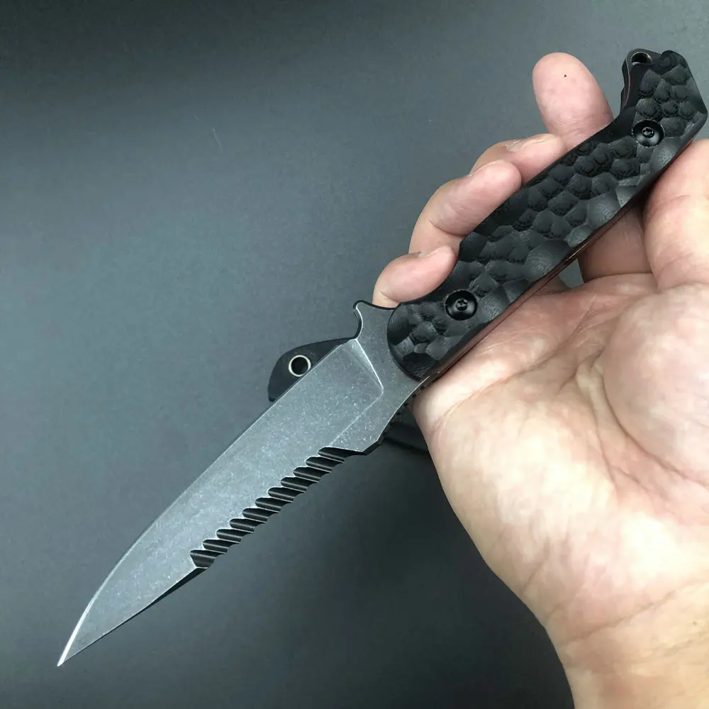 Trskt D2 Psk มีดยุทธวิธี,มีดล่าสัตว์,Survival Cool Camping มีด, edc Defense เครื่องมือสีดํา Stonewash ใบมีด Kydex Dropship
