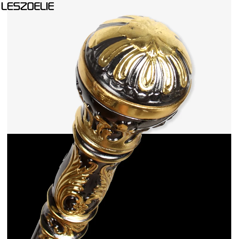 93Cm Luxe Goud Met Zwarte Afneembare Wandelstok Man Mode Wandelstok Lady Party Sticks Elegante Vintage Wandelstok