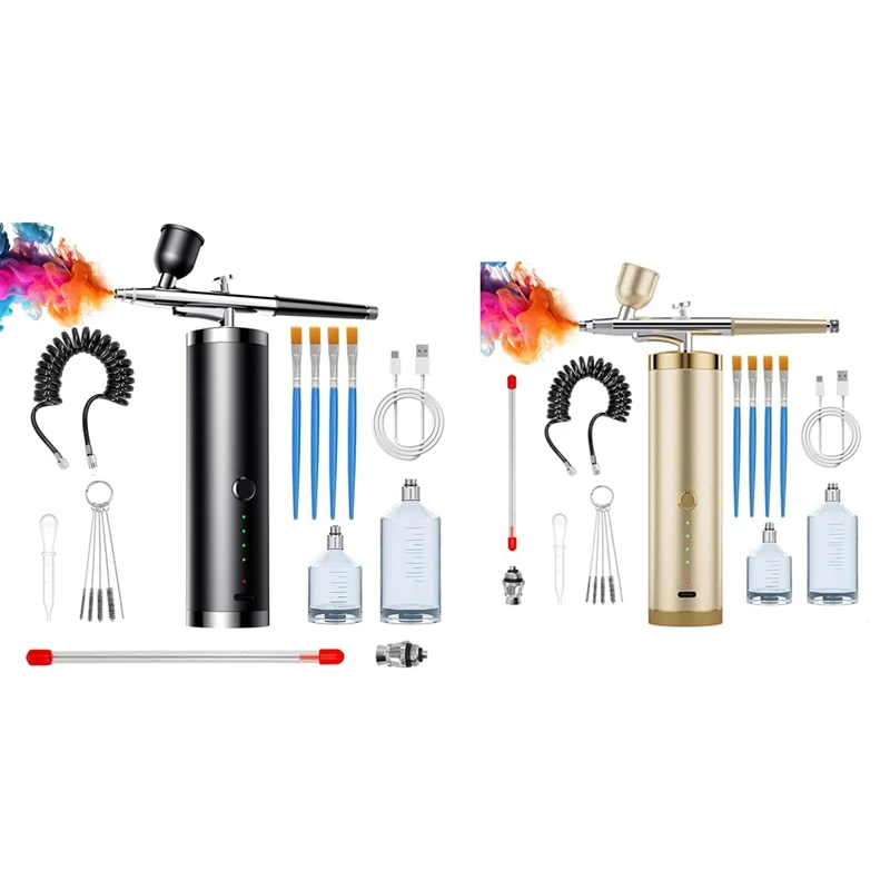 Airbrush Set Portable Airbrush With Compressor Handheld Airbrush Set Ideal For Complex Tasks Such As Tattoos/Manicures