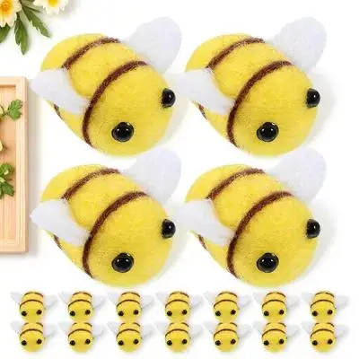 

24Pcs Wool Felt Bee Clothes Accessories Creative DIY Headwear Sweater Hat Shoes Decor Cartoon Animal Decorative Supplies Yellow