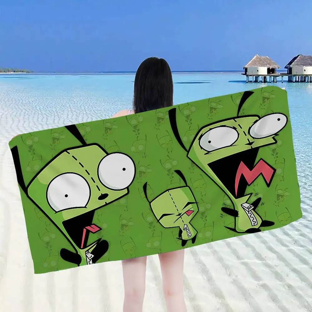 I-Invader Anime Z-ZIM Microfiber Printed Beach Towel Mountain Climbing Yoga Beach Swimming Running Absorbent Soft Towel