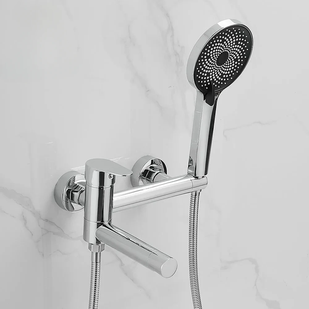 

Bathtub Faucets Modern Black Bath Shower Set Unique Design Of Rotating Nozzle Mixer Tap Wall Mounted For Bathroom WF-877909