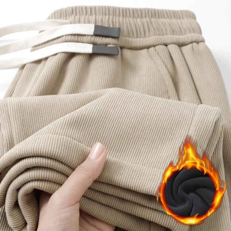 

Мужские повседневные брюки на флисовой подкладке, осенне-зимние, свободные, прямые, немнущиеся, широкие, с эффектом драпировки, с узором «пшеничный колос», спортивные брюки