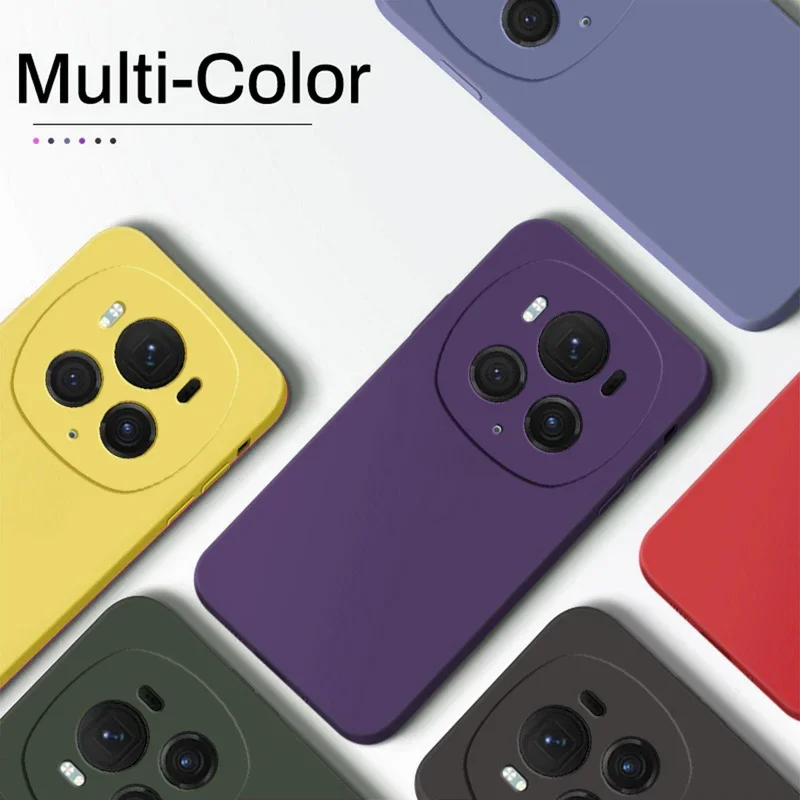 Luxury Square Liquid Silicone Phone Case Cover For Honor Magic6 Magic 6 Pro 6Pro Magic6Pro 5G Soft Candy Color Back Cover