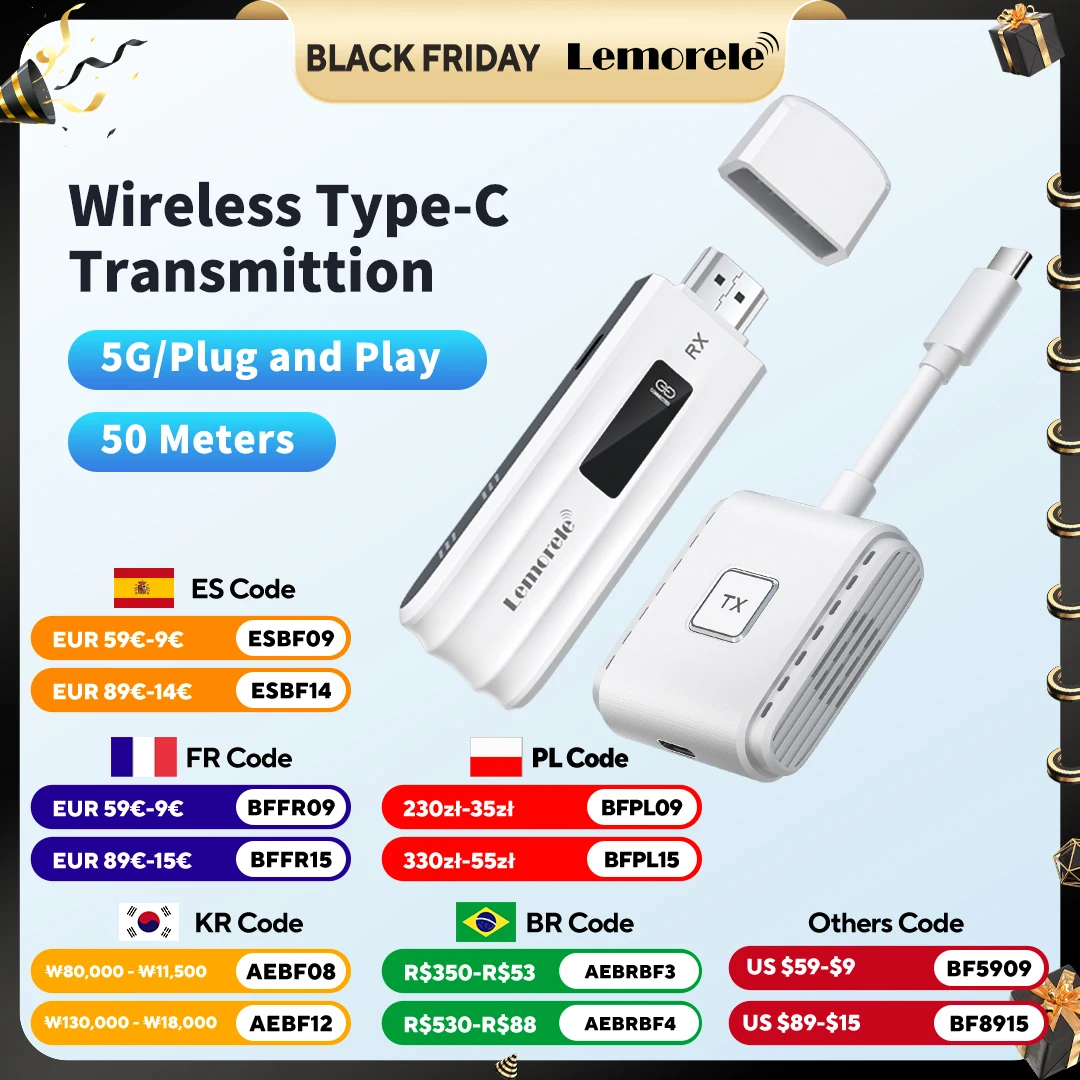 

Lemorele беспроводной передатчик и HDMI видеопередатчик типа C/HDMI комплект удлинителя дисплея адаптер ключ для ТВ-монитора проектор ПК